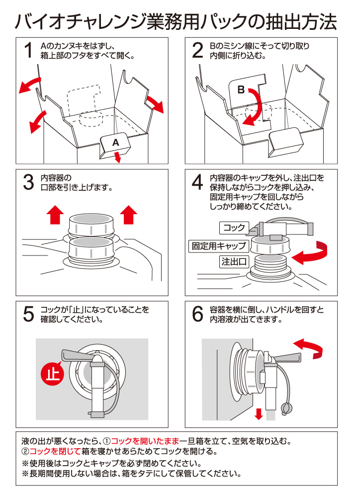 バイオチャレンジ業務用パックの抽出方法